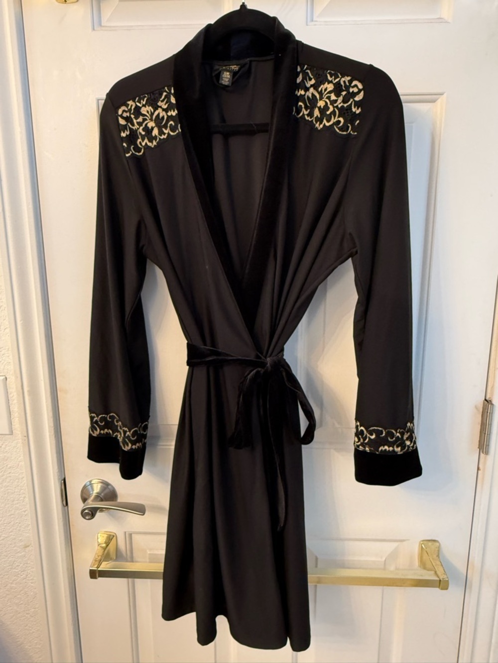 Thalia Sodi Black Robe with Gold Embroidered Accents